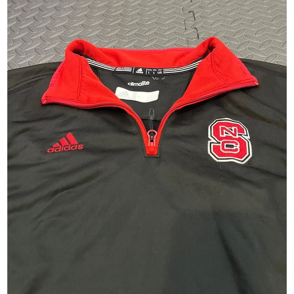 Adidas NC State Wolfpack Pullover Mens‎ Large Black Red Quarter Zip Climalite